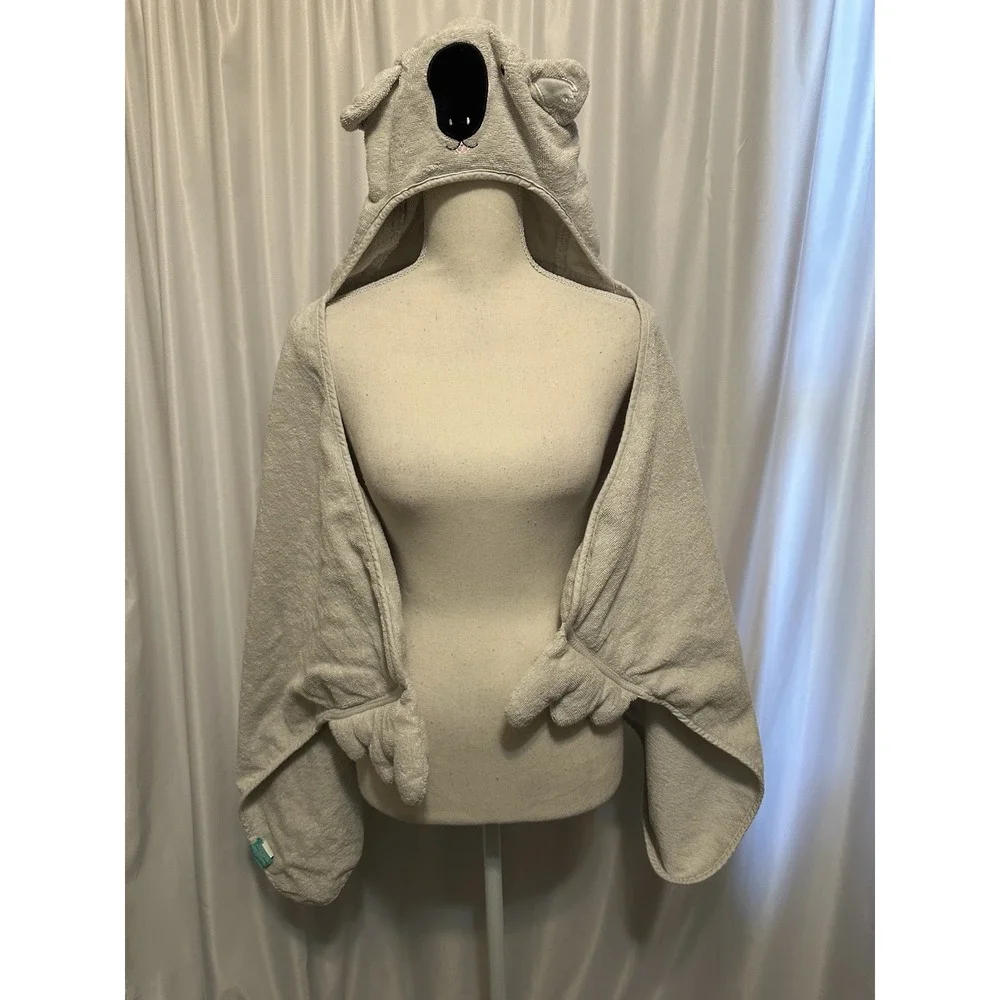 Pillow Fort Bath Towel Embroidered Max Light Gray Koala Bear Hooded
